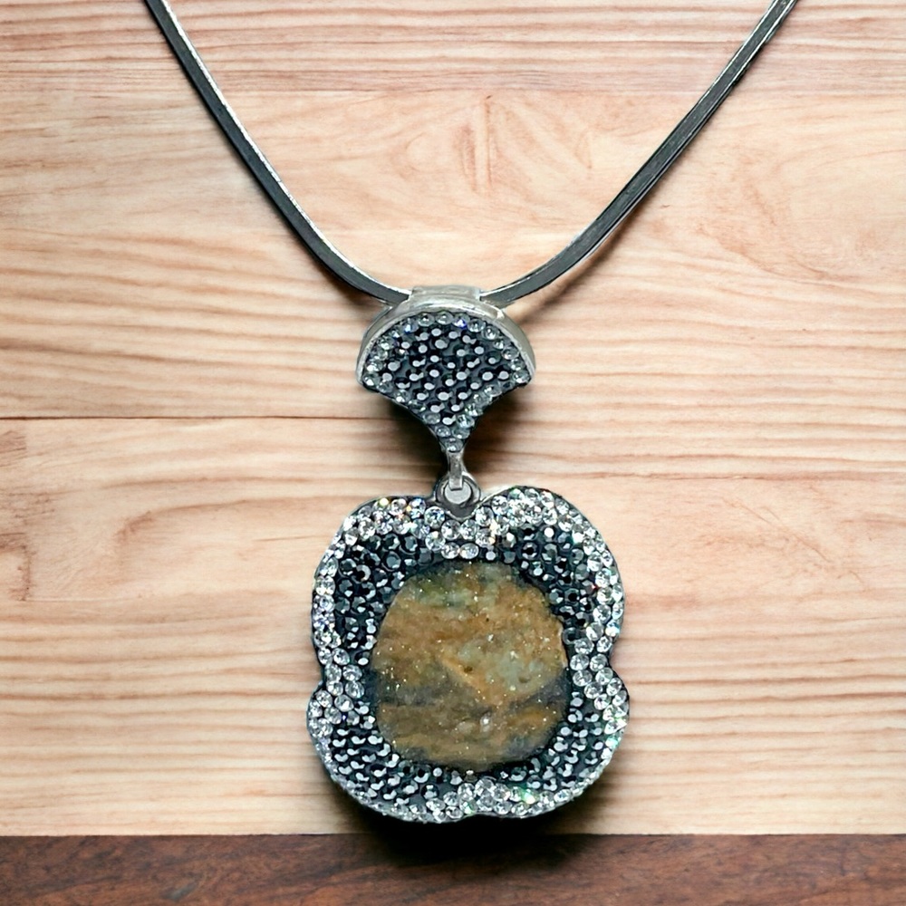 🌺LARGE Artisan Sterling Druzy & Crystal Necklace